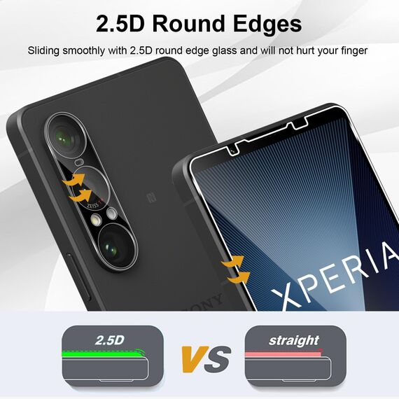 Yenwen Schutzfolie für Sony Xperia 1 VII für Panzerglas, 2 Stück Displayschutz mit 2 Stück Kameraschutz, 9H Härte Schutzglas Handy Folie HD Klar Panzer Schutz Glas