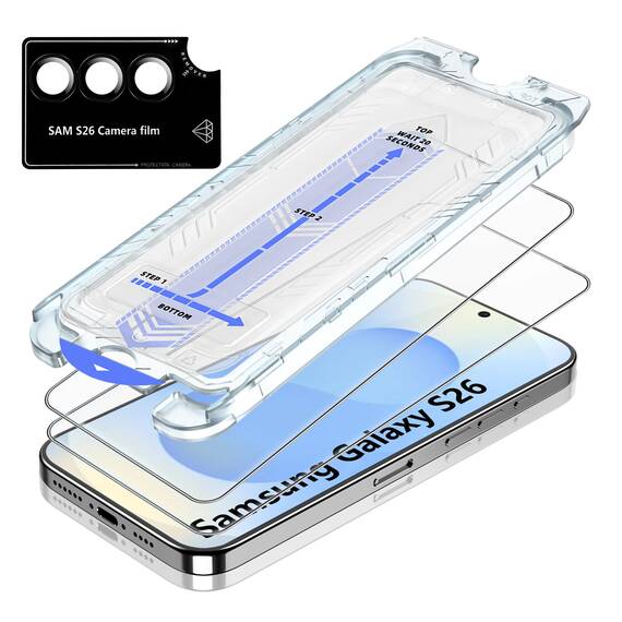 FDHYFGDY 2 Stück Schutzfolie für Samsung Galaxy S26 für Panzerglas, mit 1 Linsenschutz,[Auto-Installation],9H Härte, HD, Keine Blasen, Automatische Staubentfernung