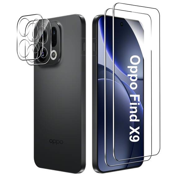 FDHYFGDY Schutzfolie für Oppo Find X9 für Panzerglas, 2+2 Stück Kameraschutz und Glasschutzfolie,9H Härte, Anti-Bläschen HD Displayschutz für Oppo Find X9