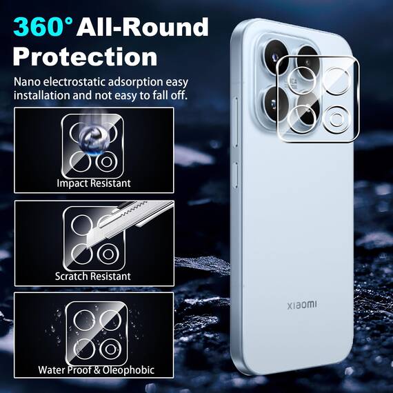 FDHYFGDY Schutzfolie für Xiaomi 17 5G für Panzerglas, 2+2 Stück Kameraschutz und Glasschutzfolie mit Montagerahmen,9H Härte, Anti-Bläschen HD Displayschutz