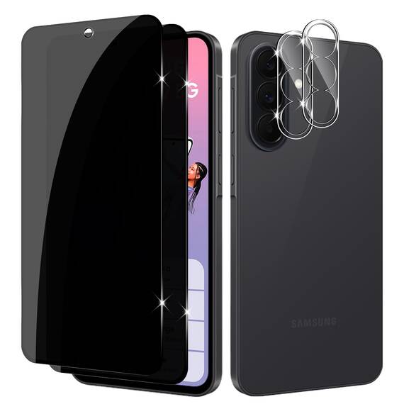 Yenwen Sichtschutzfolie für Samsung Galaxy A37 5G für Panzerglas, 2 Stück Sichtschutz und 2 Stück Kameraschutz, 9H Härte Privacy Schutzfolie Folie Anti Spy Displayschutz