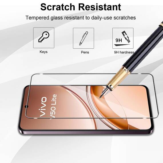 Yenwen Schutzfolie für VIVO V50 Lite 4G / 5G für Panzerglas, 2 Stück Displayschutz mit 2 Stück Kameraschutz, 9H Härte Schutzglas Handy Folie HD Klar Panzer Schutz Glas
