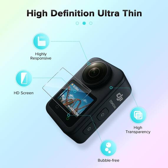 Yenwen Schutzfolie für DJI Osmo 360 für Panzerglas, 3 Stück 9H Härte Glas Folie, Anti- Kratzer Schutzglas, Anti-Blasenfrei Displayschutz