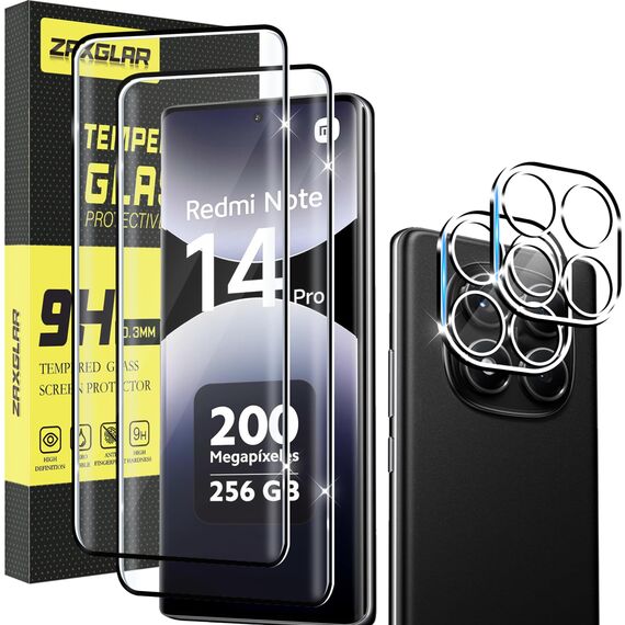 ZAXGLAR Schutzfolie für Xiaomi Redmi Note 14 Pro 5G (Nicht für 4G) / Xiaomi Poco X7 5G für Panzerglas,2 Stück Panzer Schutz Glas und 2 Stück Kameraschutz,HD Displayschutz, 9H Härte Schutzfolie