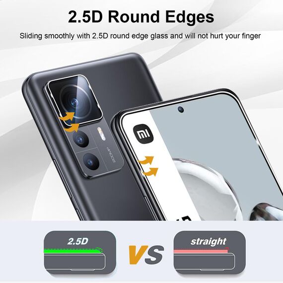 Yenwen Schutzfolie für Xiaomi Mi 12T Pro 5G / Mi 12T 5G, 3 Stück Panzer Schutz Glas mit 3 Stück Kameraschutz, 9H Härte Schutzglas Anti- Kratzer Handy Folie HD Klar Displayfolie