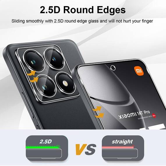 Yenwen Schutzfolie für Xiaomi 14T Pro 5G für Panzerglas, 2 Stück Displayschutz mit 2 Stück Kameraschutz, 9H Härte Schutzglas Screen, Handy Panzer Schutz Glas HD Klar Folie für Mi 14 T Pro