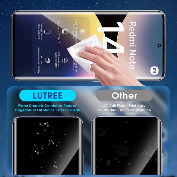 Lutree für Xiaomi Redmi Note 14 Pro Plus 5G/ Note 14 Pro+ 5G für Panzerglas Schutzfolie, 2+2 Stück 3D Schutzglas und Kameraschutz Folie, 9H Härte HD Displayschutz Anti- Kratzer Displayfolie