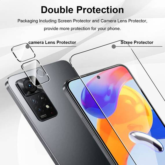 Yenwen Schutzfolie für Xiaomi Redmi Note 11 Pro 5G / 4G, 3 Stück Panzer Schutz Glas mit 3 Stück Kameraschutz, 9H Härte Schutzglas Anti- Kratzer Handy Glas Folie HD Klar Displayfolie