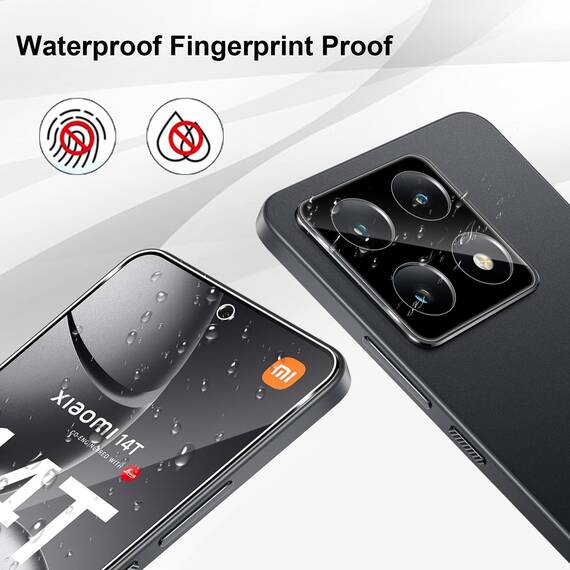 Yenwen Schutzfolie für Xiaomi 14T 5G für Panzerglas, 2 Stück Displayschutz mit 2 Stück Kameraschutz, 9H Härte Schutzglas Anti-Kratzer Handy Folie HD Klar Panzer Schutz Glas