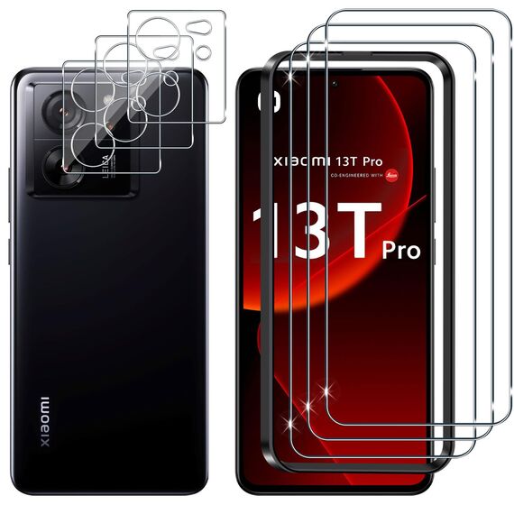 Lutree Kompatible mit Xiaomi Mi 13T / 13T Pro für Panzerglas Schutzfolie, 3+3 Stück Schutzglas und Kameraschutz Folie, 9H Härte HD Bläschenfrei Anti- Kratzer Displayschutz Displayfolie