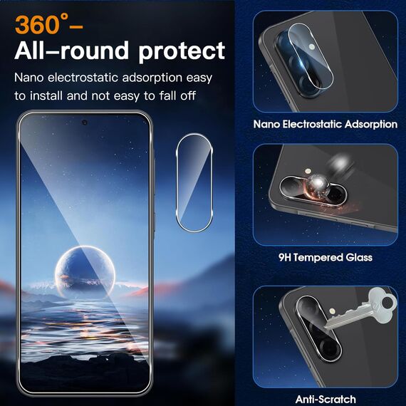 ZAXGLAR Schutzfolie für Samsung Galaxy A36 5G für Panzerglas,2 Stück Panzerfolie und 2 Stück Kameraschutz,HD Displayschutz, 9H Härte Schutzfolie,mit Praktischer Installationshilfe