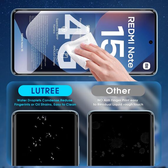 Lutree für Panzerglas für Xiaomi Redmi Note 15 4G Schutzfolie, 2+2 Stück 3D Schutzglas und Kameraschutz Folie, HD 9H Härte Displayschutz Anti- Kratzer Bläschenfrei Displayfolie