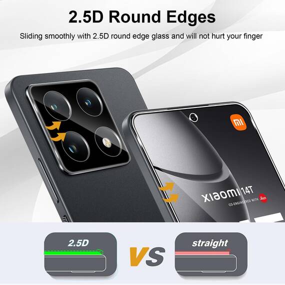 Yenwen Schutzfolie für Xiaomi 14T 5G für Panzerglas, 2 Stück Displayschutz mit 2 Stück Kameraschutz, 9H Härte Schutzglas Anti-Kratzer Handy Folie HD Klar Panzer Schutz Glas