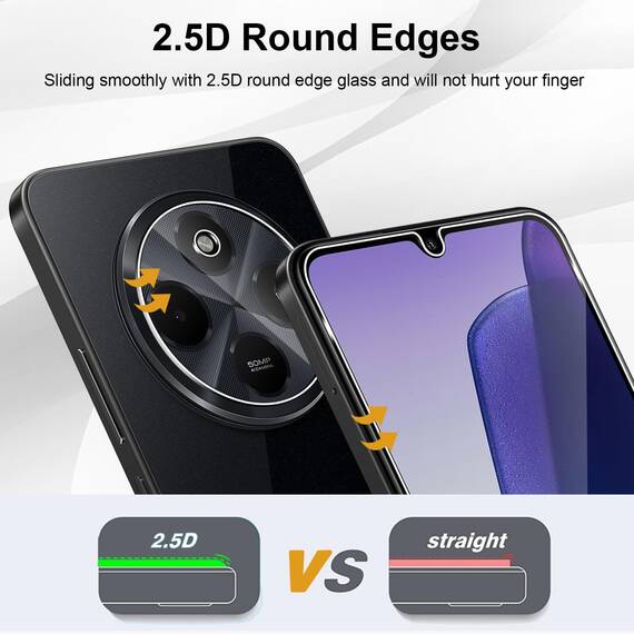 Yenwen Schutzfolie für Xiaomi Redmi 14C / Xiaomi Poco C75 für Panzerglas, 2 Stück Panzer Schutz Glas mit 2 Stück Kameraschutz für Mi Redmi 14 C/Poco C75, 9H Härte Schutzglas Glas Folie Displayschutz