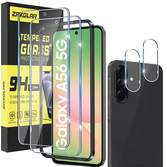 ZAXGLAR Schutzfolie für Samsung Galaxy A56 5G für Panzerglas,2 Stück Panzerfolie und 2 Stück Kameraschutz,HD Displayschutz, 9H Härte Schutzfolie,mit Praktischer Installationshilfe