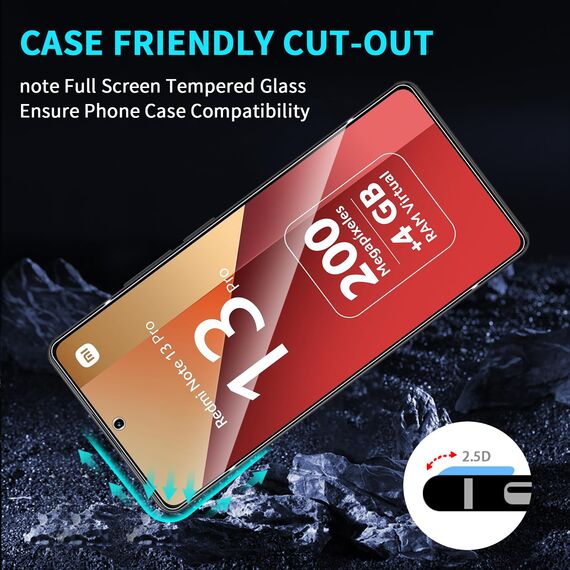 Lutree für Xiaomi Redmi Note 13 Pro 4G/Poco M6 Pro 4G für Panzerglas Schutzfolie, 2+2 Stück Schutzglas + Kameraschutz Folie (Schwarz), 9H Härte HD Displayschutz Anti- Kratzer Displayfolie