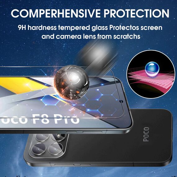 Lutree für Xiaomi Poco F8 Pro für Panzerglas Schutzfolie, 3+3 Stück Schutzglas + Kameraschutz Folie, 9H Härte HD Anti- Kratzer Bläschenfrei Displayfolie Displayschutz