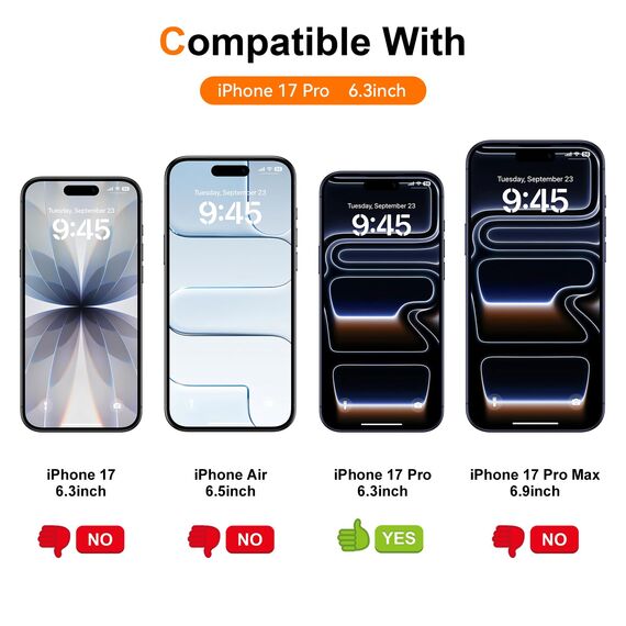Ksleri 3 Stück für iPhone 17 Pro für Panzerglas Sichtschutz, Anti-Spy Gehärtete Glas Schutzfolie, 9H Privacy Folie Displayschutz mit Auto-Installation Einfaches Installationswerkzeug, 6,3 Zoll