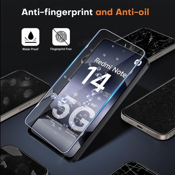ZAXGLAR Schutzfolie für Xiaomi Redmi Note 14 5G (Nicht für 4G) für Panzerglas,2 Stück Panzerfolie und 2 Stück Kameraschutz,HD Displayschutz, 9H Härte Schutzfolie,mit Praktischer Installationshilfe