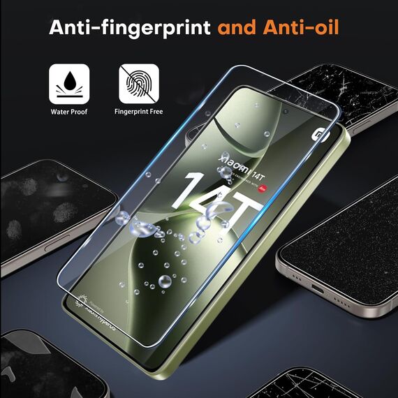 ZAXGLAR Schutzfolie für Xiaomi Mi 14T 5G für Panzerglas,2 Stück Panzerfolie und 2 Stück Kameraschutz,HD Displayschutz, 9H Härte Schutzfolie,mit Praktischer Installationshilfe