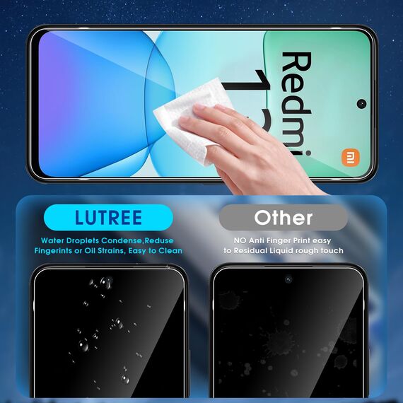 Lutree für Xiaomi Redmi 13 4G/ Poco M6 4G für Panzerglas Schutzfolie, 3+3 Stück Schutzglas + Kameraschutz Folie, 9H Härte HD Displayschutz Bläschenfrei Anti- Kratzer Displayfolie