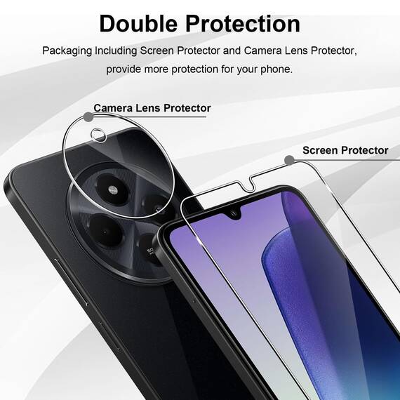 Yenwen Schutzfolie für Xiaomi Redmi 14C / Xiaomi Poco C75 für Panzerglas, 2 Stück Panzer Schutz Glas mit 2 Stück Kameraschutz für Mi Redmi 14 C/Poco C75, 9H Härte Schutzglas Glas Folie Displayschutz
