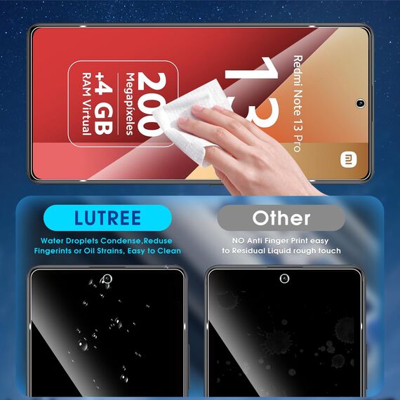 Lutree für Xiaomi Redmi Note 13 Pro 4G/Poco M6 Pro 4G für Panzerglas Schutzfolie, 2+2 Stück Schutzglas + Kameraschutz Folie (Schwarz), 9H Härte HD Displayschutz Anti- Kratzer Displayfolie