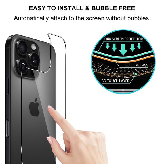 Lutree für Panzerglas für iPhone 16 Pro Max 6,9 Zoll Rückseite Schutzfolie, 2 Stück 9H Härte HD Folie Hinten Displayschutz, Anti- Kratzer Schutzglas Rückseitenfolie
