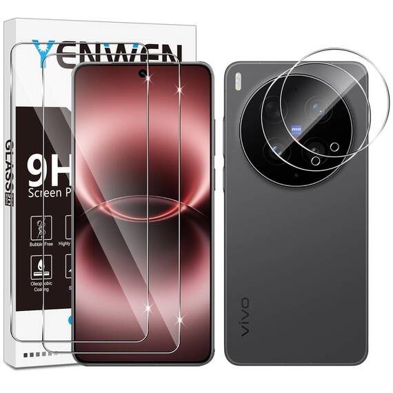 Yenwen für Panzerglas für Vivo X300 Ultra Schutzfolie, 2 Stück Displayschutz mit 2 Stück Kameraschutz Glas, 9H Härte Schutzglas Handy Folie HD Klar Panzer Schutz Glas