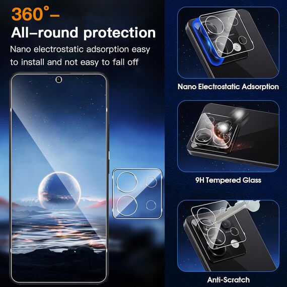 ZAXGLAR Schutzfolie für Panzerglas Xiaomi Redmi Note 13 Pro 5G(Nicht für Note 13 Pro 4G),2 Stück Panzerfolie und 2 Stück Kameraschutz,HD Displayschutz,mit Praktischer Installationshilfe