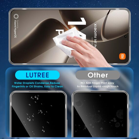 Lutree für Xiaomi 14T Pro/Xiaomi Mi 14T Pro Schutzfolie für Panzerglas, 2+2 Stück Schutzglas + Kameraschutz Folie, 9H Härte HD Displayschutz Anti- Kratzer Bläschenfrei Displayfolie