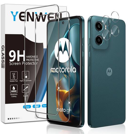 Yenwen Schutzfolie für Motorola Moto G05 für Panzerglas, 2 Stück Displayschutz mit 2 Stück Kameraschutz, 9H Härte Schutzglas Anti-Kratzer Glas Handy Folie Panzer Schutz Glas