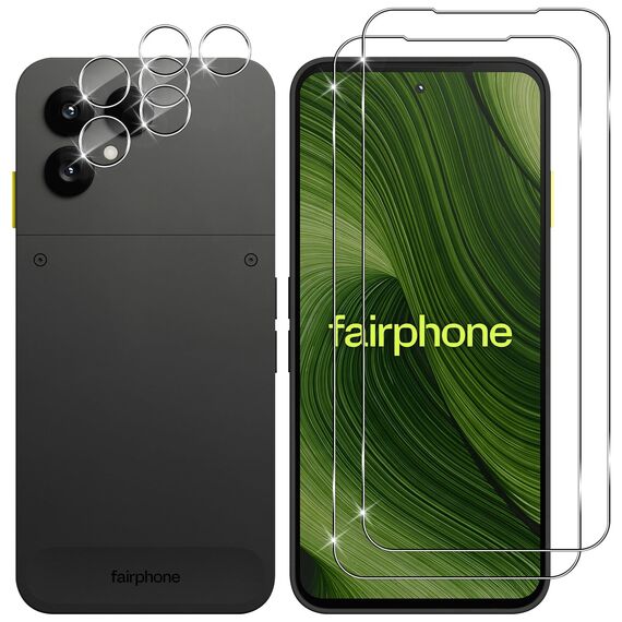 Lutree für Fairphone 6 für Panzerglas Schutzfolie, 2+2 Stück Schutzglas + Kameraschutz Folie, 9H Härte Bläschenfrei Anti- Kratzer Displayfolie HD Displayschutz