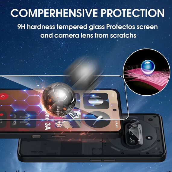 Lutree für Nothing Phone 3a für Panzerglas Schutzfolie, 2+2 Stück Schutzglas + Kameraschutz Folie, 9H Härte HD Displayschutz Bläschenfrei Anti- Kratzer Displayfolie für Nothing Phone (3a)