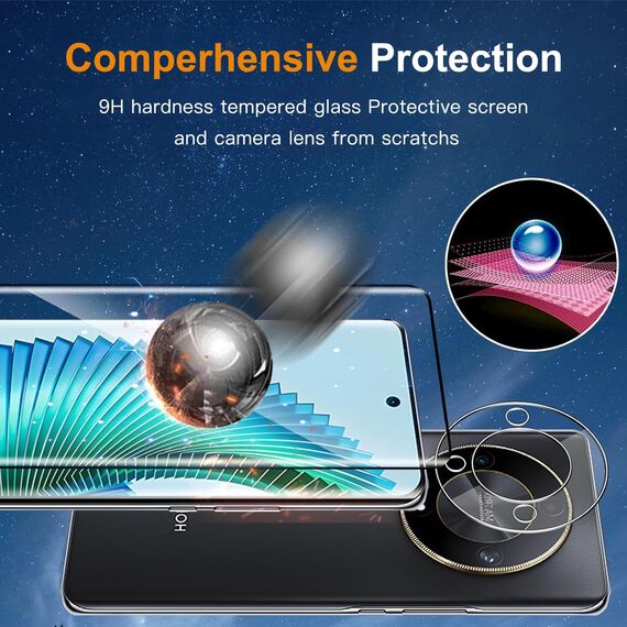 ZAXGLAR Schutzfolie für Honor Magic 6 Lite 5G für Panzerglas,2 Stück Panzerfolie und 2 Stück Kameraschutz,HD Displayschutz, 9H Härte HD Schutzglas Displayfolie