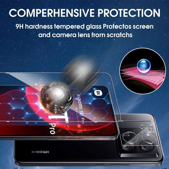 Lutree Kompatible mit Xiaomi Mi 13T / 13T Pro für Panzerglas Schutzfolie, 3+3 Stück Schutzglas und Kameraschutz Folie, 9H Härte HD Bläschenfrei Anti- Kratzer Displayschutz Displayfolie