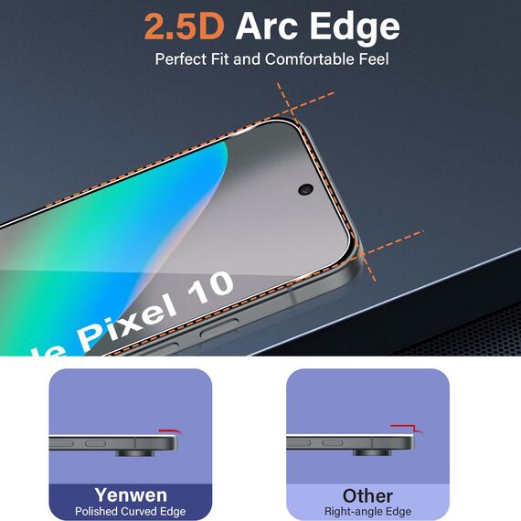 Yenwen Displayschutz für Google Pixel 10 für Panzerglas, 3 Stück 9H Schutzfolie mit 3 Stück Kameraschutz Glas, HD Kratzfest Folie, Displayschuzfolie Screen Protector mit Montagerahmen