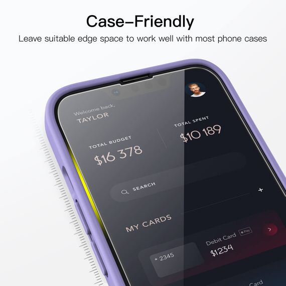 JETech Ein Touch Installieren Schutzfolie für iPhone 14 Plus 6,7 Zoll, Full Screen Panzer Schutz Glas Folie Displayschutz, Auto Ausrichtungswerkzeug Bausatz, HD Klar, 2 Stück