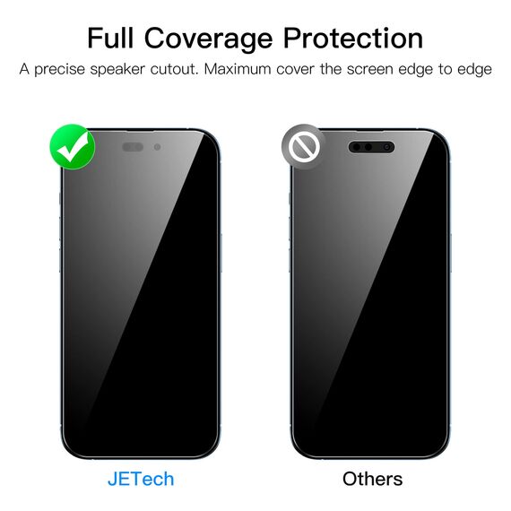 JETech Ein Touch Installieren Schutzfolie für iPhone 14 Pro Max 6,7 Zoll, Full Screen Panzer Schutz Glas Folie Displayschutz, Auto Ausrichtungswerkzeug Bausatz, HD Klar, 2 Stück
