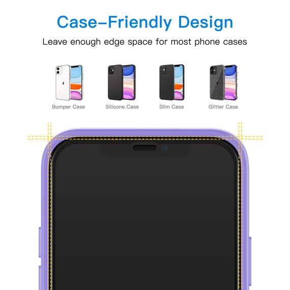JETech Ein Touch Installieren Schutzfolie für iPhone 11/XR 6,1 Zoll, Full Screen Panzer Schutz Glas Folie Displayschutz, Auto Ausrichtungswerkzeug Bausatz, HD Klar, 2 Stück
