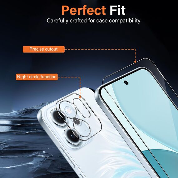 Yenwen Schutzfolie für OPPO Reno 14 FS / 14F für Panzerglas, 2 Stück Panzer Glas mit 2 Stück Kameraschutz, 9H Härte Schutzglas Anti-Kratzer Folie Displayschutz für OPPO Reno14 FS / Reno14 F