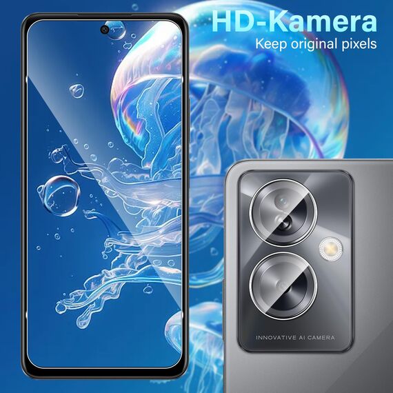 Yenwen Schutzfolie für OPPO A79 5G für Panzerglas, 2 Stück Panzer Schutz Glas mit 2 Stück Kameraschutz Glas, 9H Härte Schutzglas Anti- Kratzer Handy Folie HD Klar Displayschutz