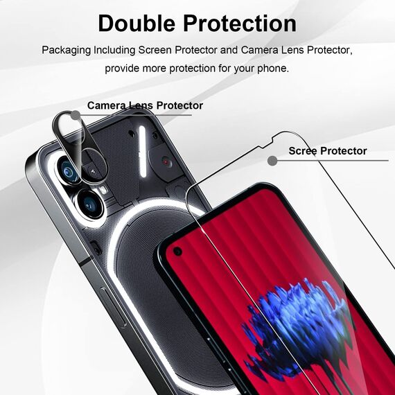 Yenwen Schutzfolie für Nothing Phone (1) für Panzerglas, 2 Stück Panzer Schutz Glas mit 2 Stück Kameraschutz, 9H Härte Schutzglas Anti- Kratzer Handy Glas Folie HD Klar Displayschutz