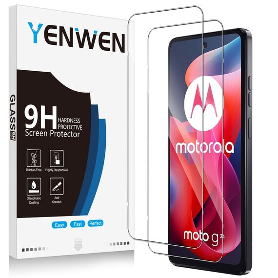 Yenwen Schutzfolie für Motorola Moto G24 für Panzerglas, 2 Stück Panzer Schutz Glas 9H Härte Schutzglas Anti-Kratzer Glas Handy Folie HD Klar Displayschutz