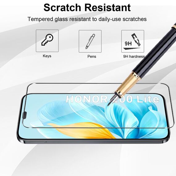 Yenwen für Panzerglas für Honor 200 Lite 5G Schutzfolie, 2 Stück Displayschutz mit 2 Stück Kameraschutz Glas, 9H Härte Schutzglas Handy Folie HD Klar Panzer Schutz Glas