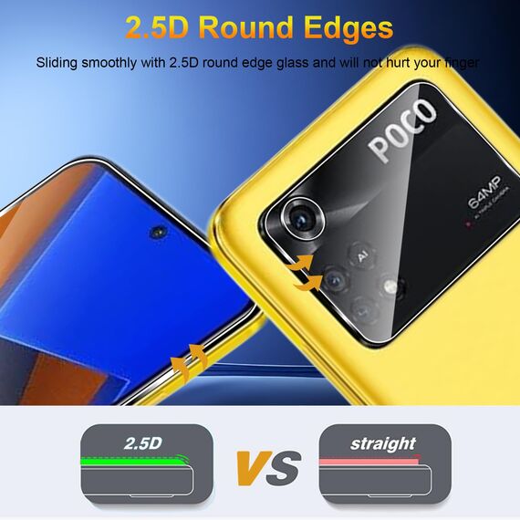 Yenwen Schutzfolie für Xiaomi Poco M4 Pro 4G 6.43” Schutz Glas, 3 Stück Panzer Schutz Glas mit 3 Stück Kameraschutz, 9H Härte Folie Anti- Kratzer Schutzglas HD Klar Displayschutzfolie