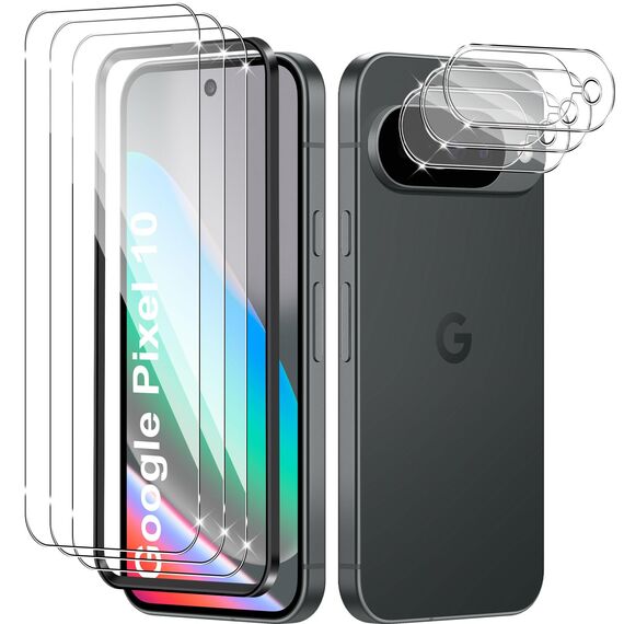 Yenwen Displayschutz für Google Pixel 10 für Panzerglas, 3 Stück 9H Schutzfolie mit 3 Stück Kameraschutz Glas, HD Kratzfest Folie, Displayschuzfolie Screen Protector mit Montagerahmen