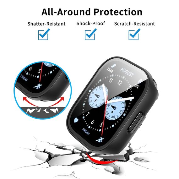 FDHYFGDY Hülle für Xiaomi Redmi Watch 5 Lite, Rundum PC Schutzhülle mit Displayschutz, Schutzfolie Kompatibel mit Redmi Watch 5 Lite- Schwarz