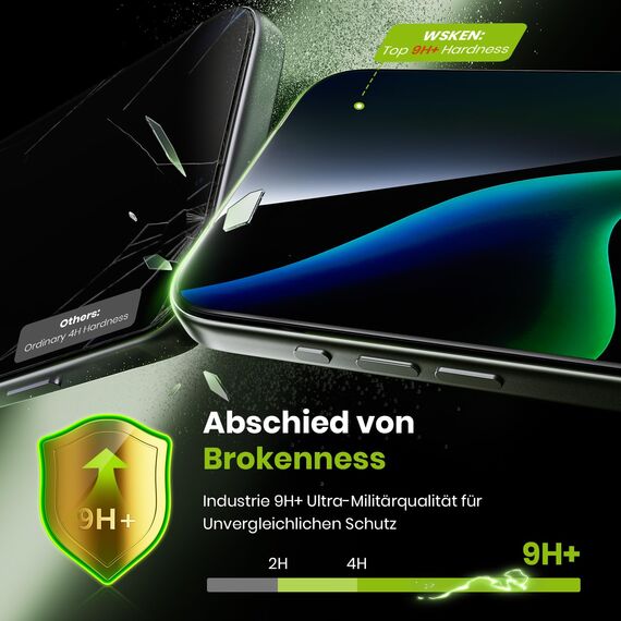 WSKEN für iPhone Air für Panzerglas - [Auto Dust-Elimination] 9H+ Militärisch Displayschutz Schutzfolie,Kratzfest,Bläschenfrei,Anti-Fingerabdruck,Er ist Fast Unsichtbar,Kompatibel mit Hülle,2 Stück