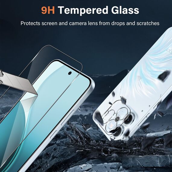 Yenwen Schutzfolie für OPPO Reno 14 FS / 14F für Panzerglas, 2 Stück Panzer Glas mit 2 Stück Kameraschutz, 9H Härte Schutzglas Anti-Kratzer Folie Displayschutz für OPPO Reno14 FS / Reno14 F